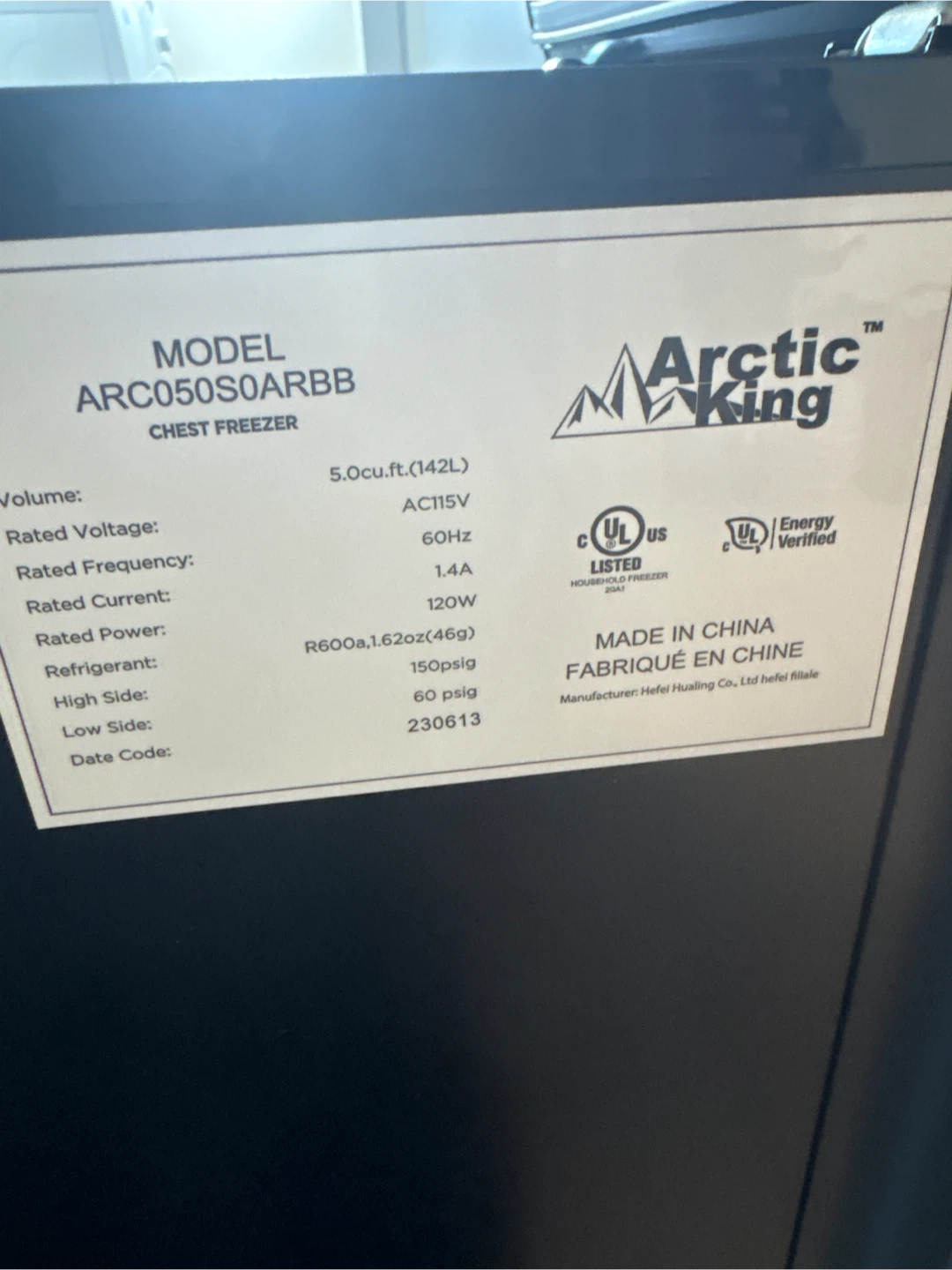 Arctic King 5.0 cu. ft. Chest Freezer - photo 2