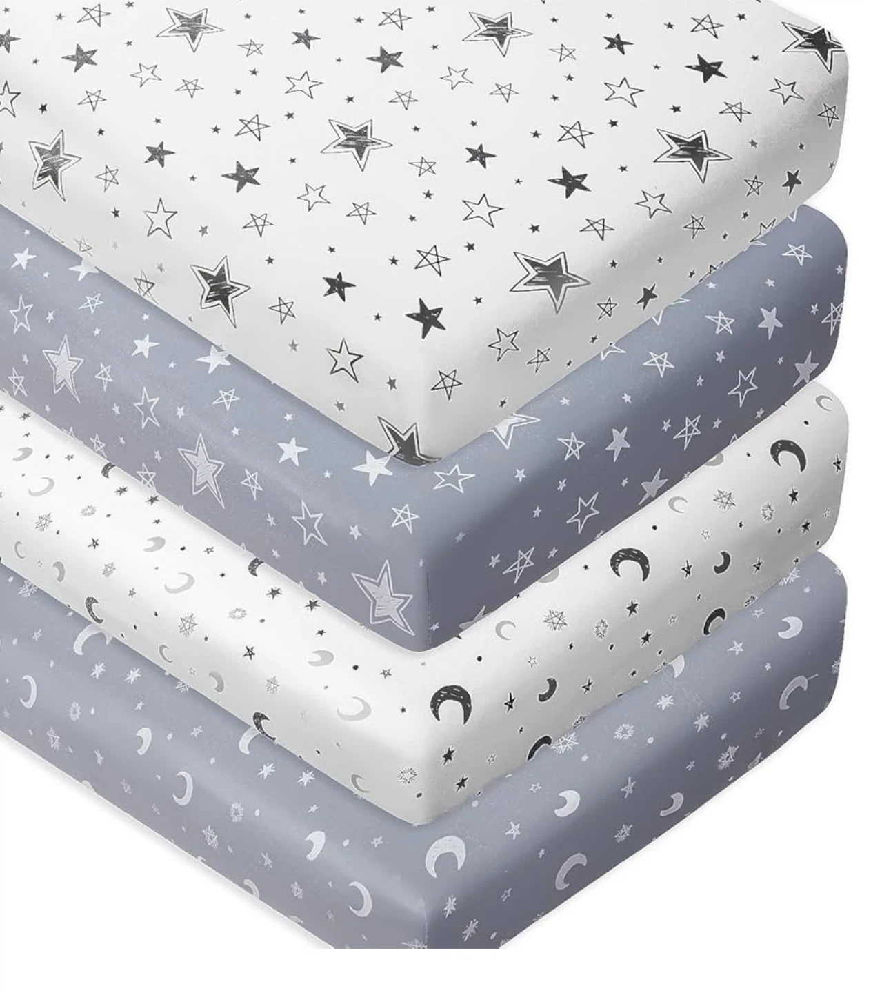 Brand New 4 Pack Soft Star and Moon Neutral Sheets