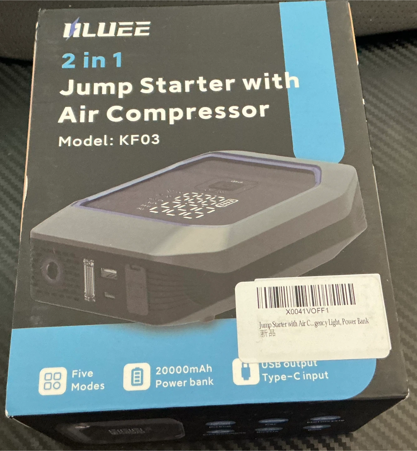 New in Box ILUEE KF03 2-in-1 Jump Starter with Air Compressor