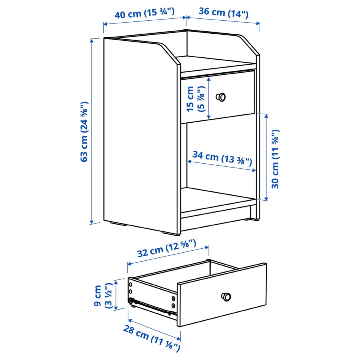 MALM Queen Bed frame & Night Table - photo 4