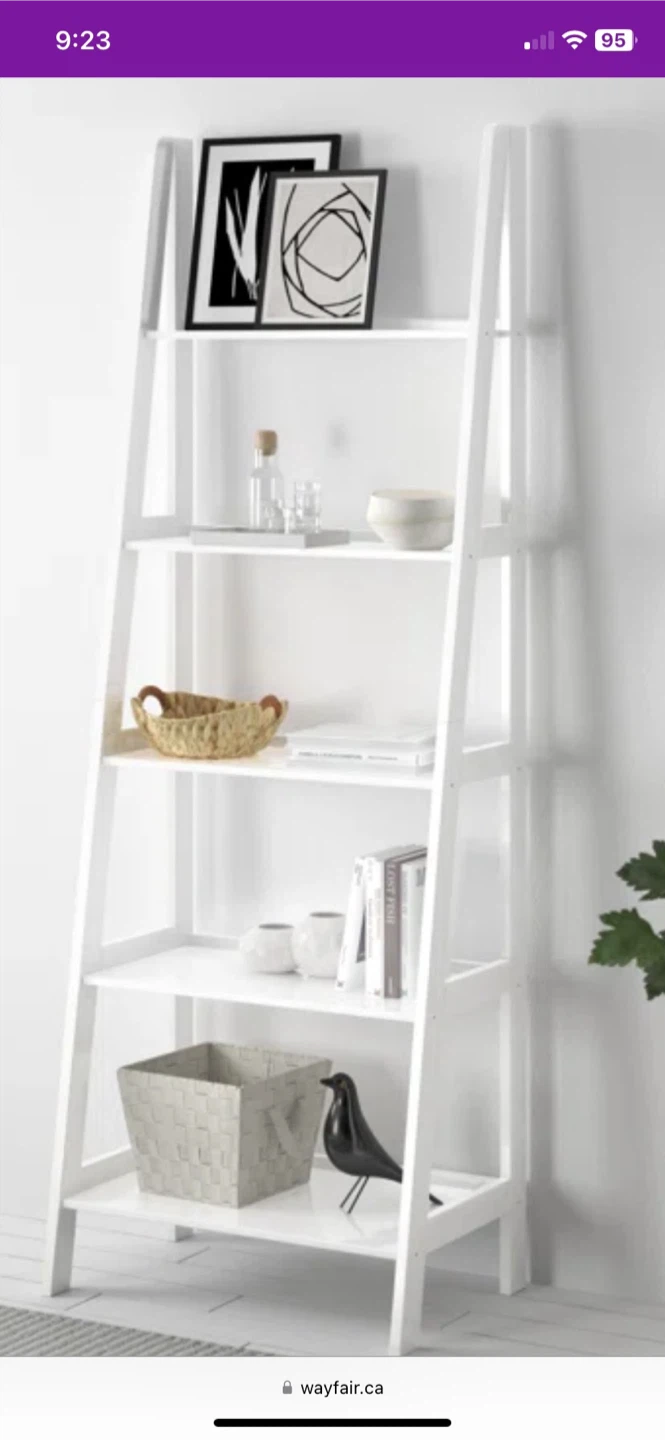 White Leaning Bookshelf