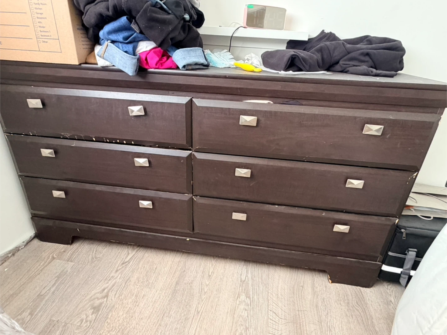 Dark Brown 6-Drawer Dresser Matching Night Table