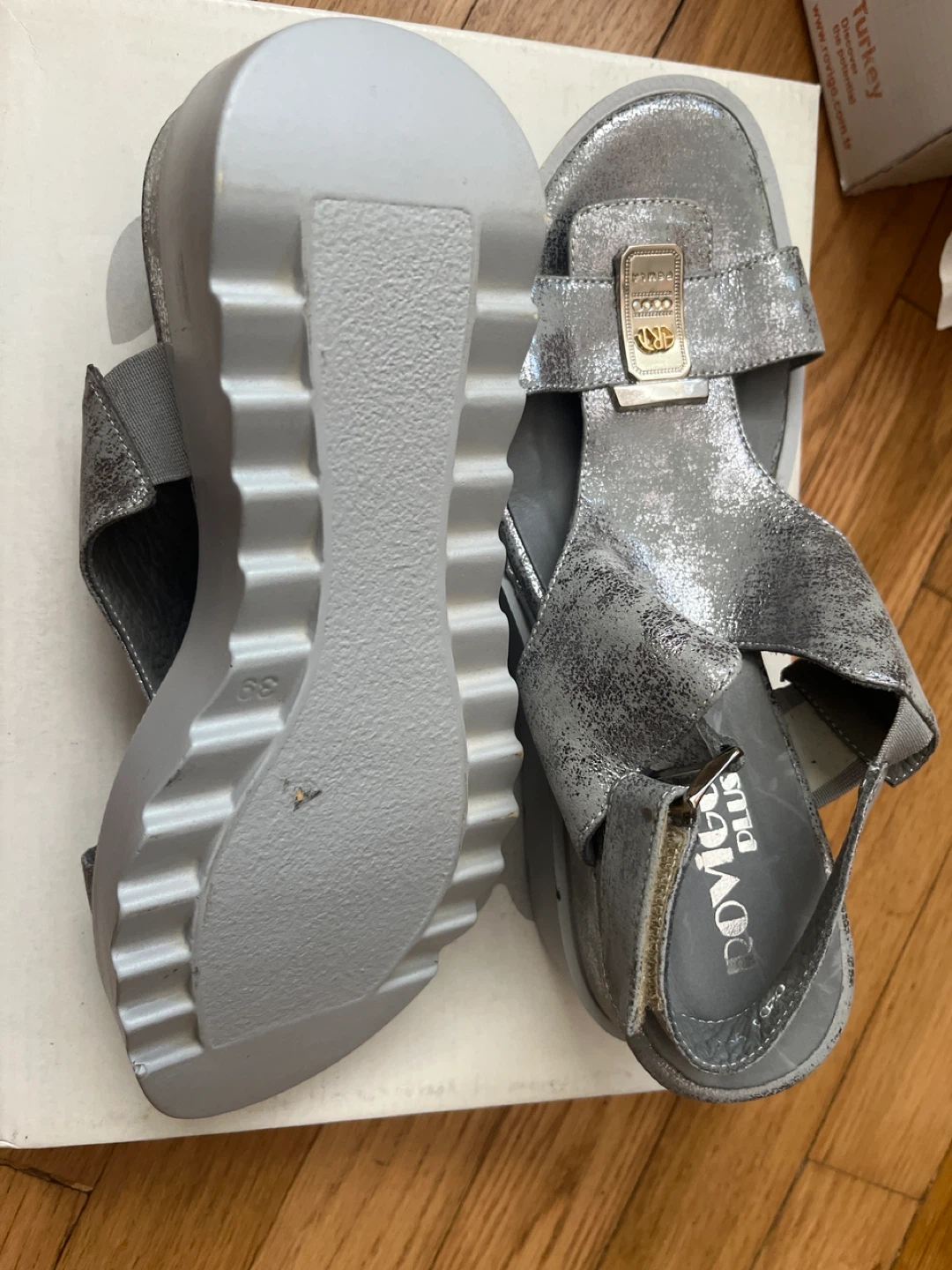 ROVIGO PLUS Women's Silver Metallic Wedge Sandals Size 39 - photo 5