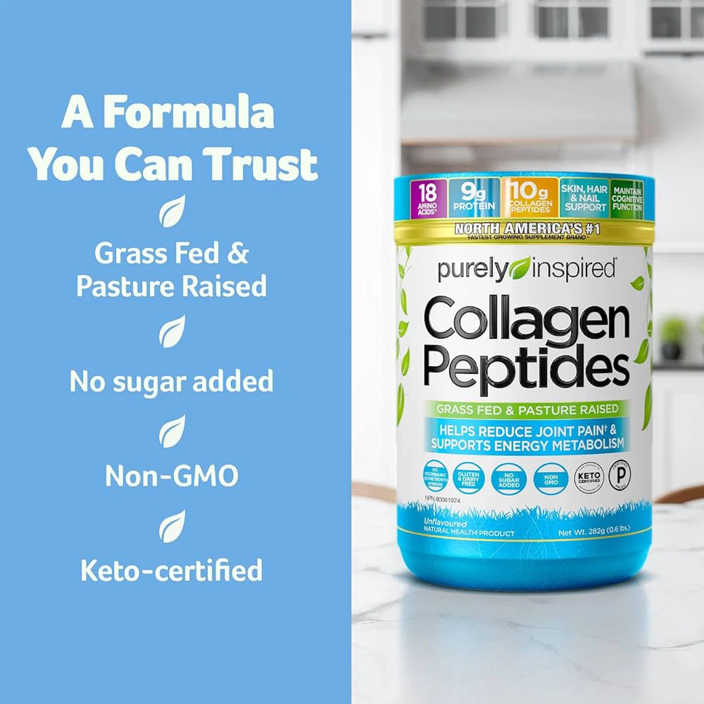 Purely Inspired Collagen Peptides Unflavoured 282g - photo 5