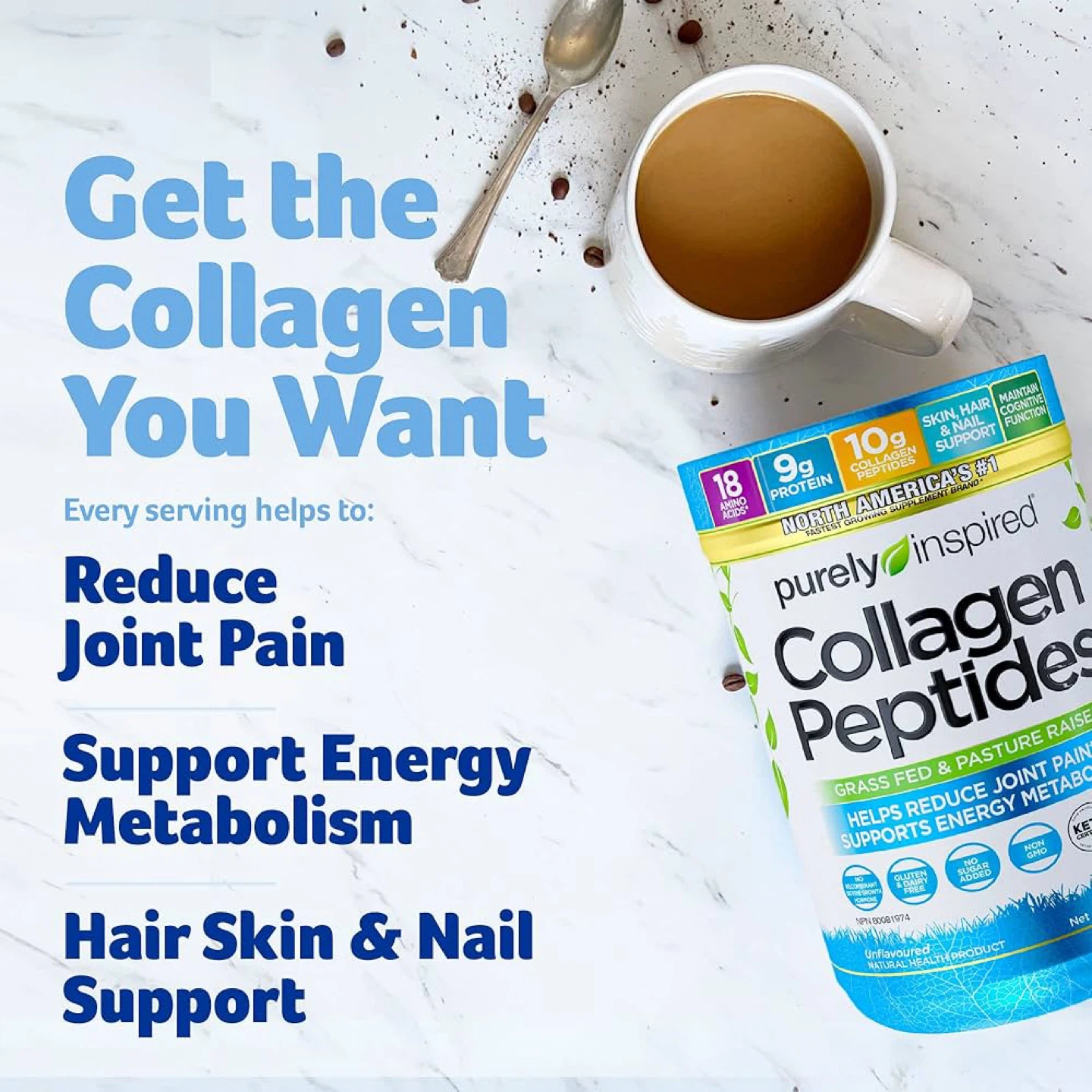Purely Inspired Collagen Peptides Unflavoured 282g - photo 3