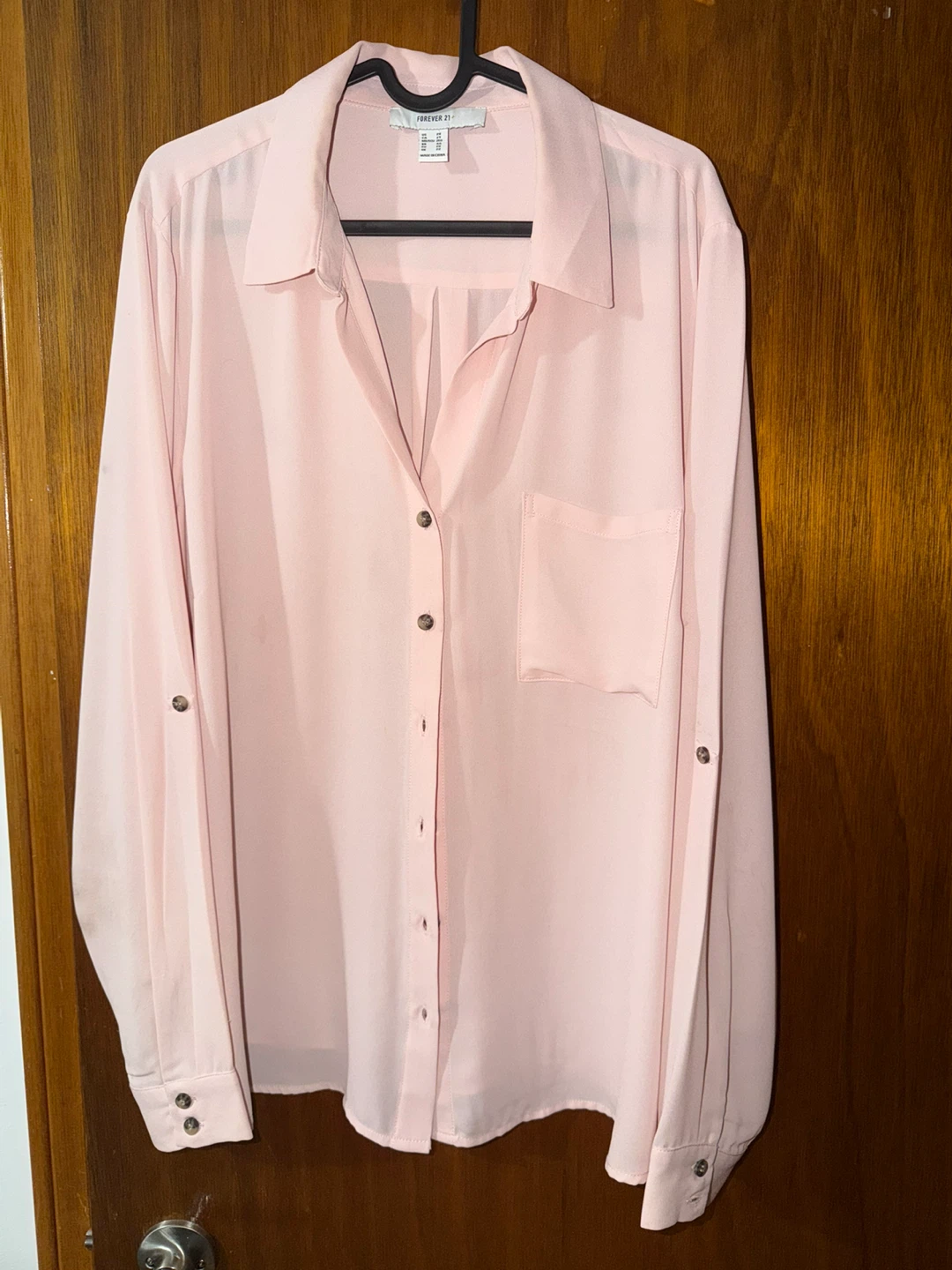 Forever 21 Pink Long Sleeve Button-Up Shirt