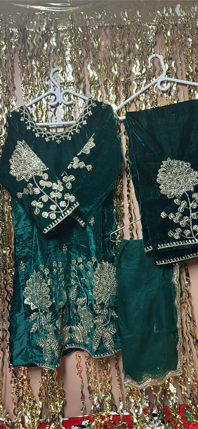 Embroidered Velvet 3-Piece Shalwar Kameez Suit - photo 3