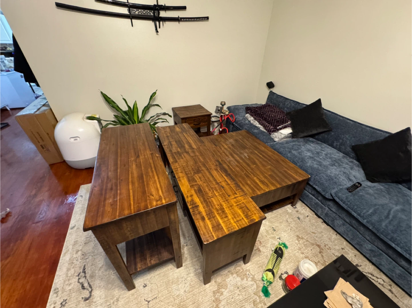 Wooden Coffee Table and End Table Set