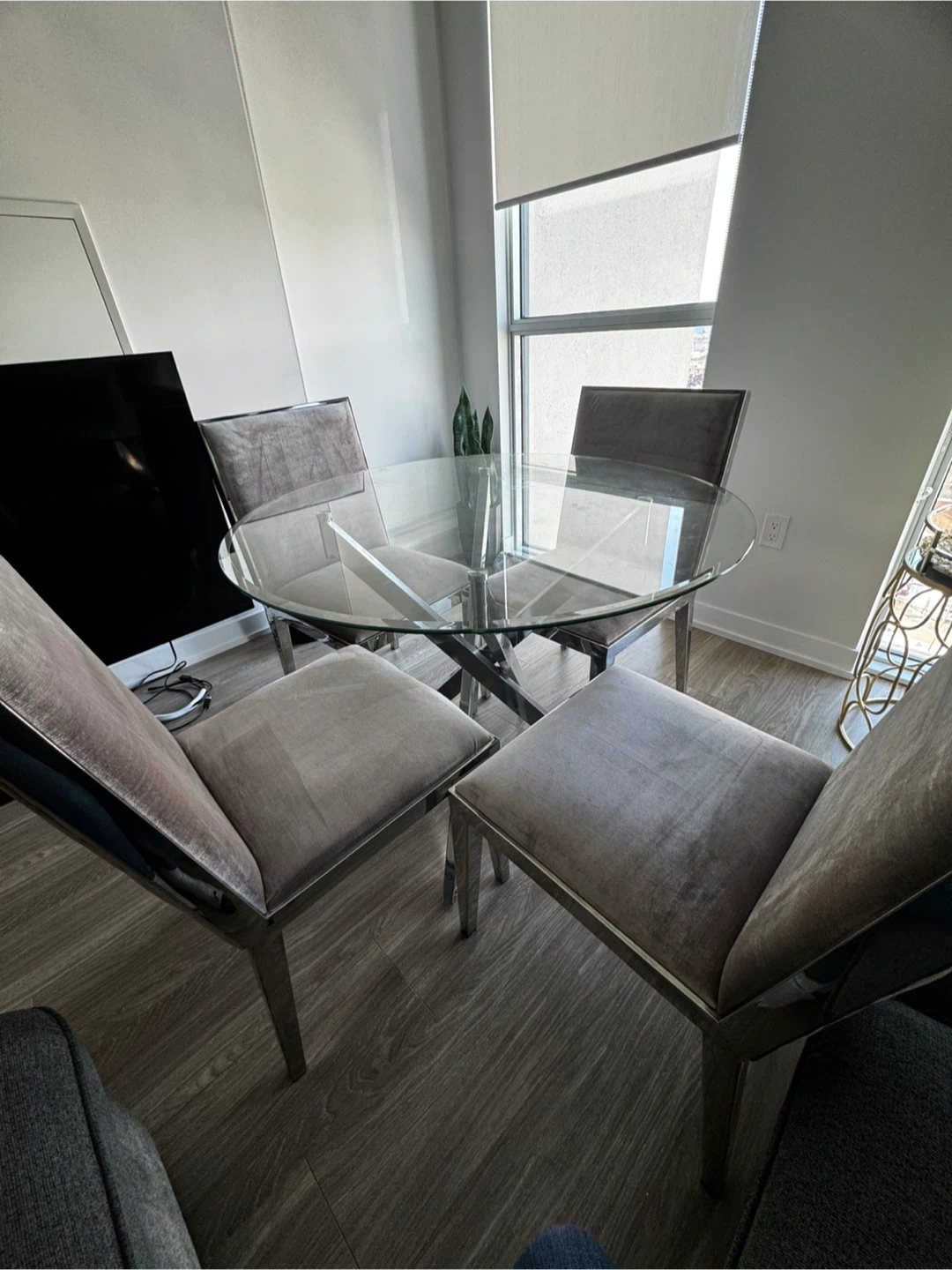 Glass Dining Table with 4 Chairs