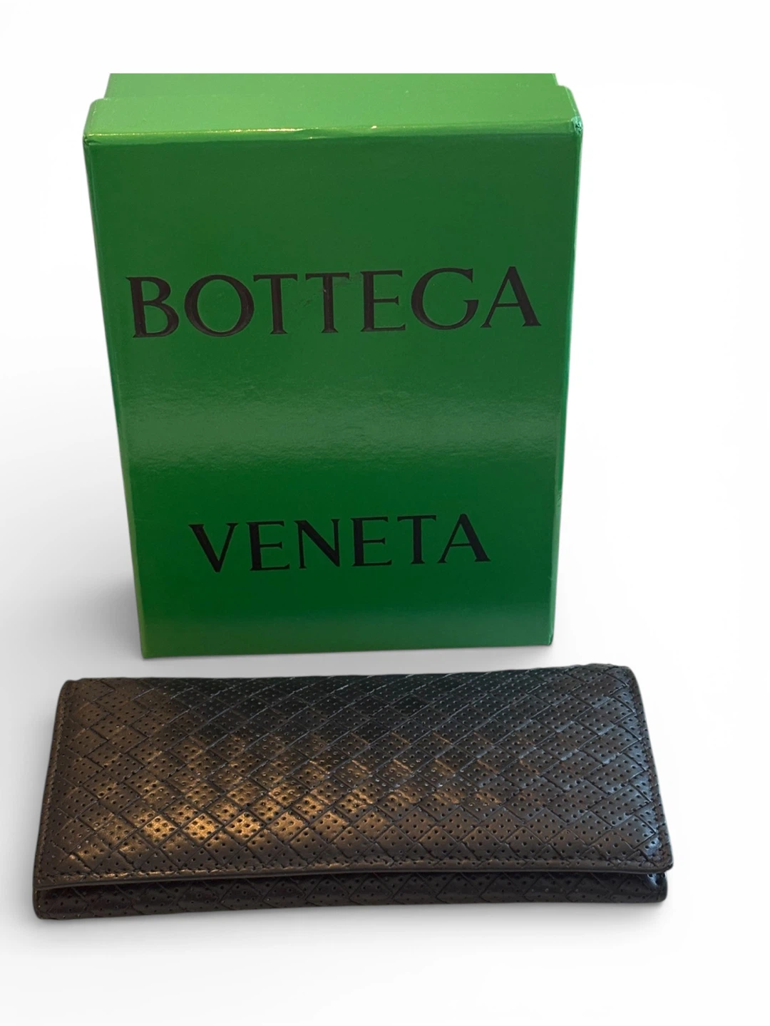 Bottega Veneta Black Woven Leather Bi-fold Wallet
