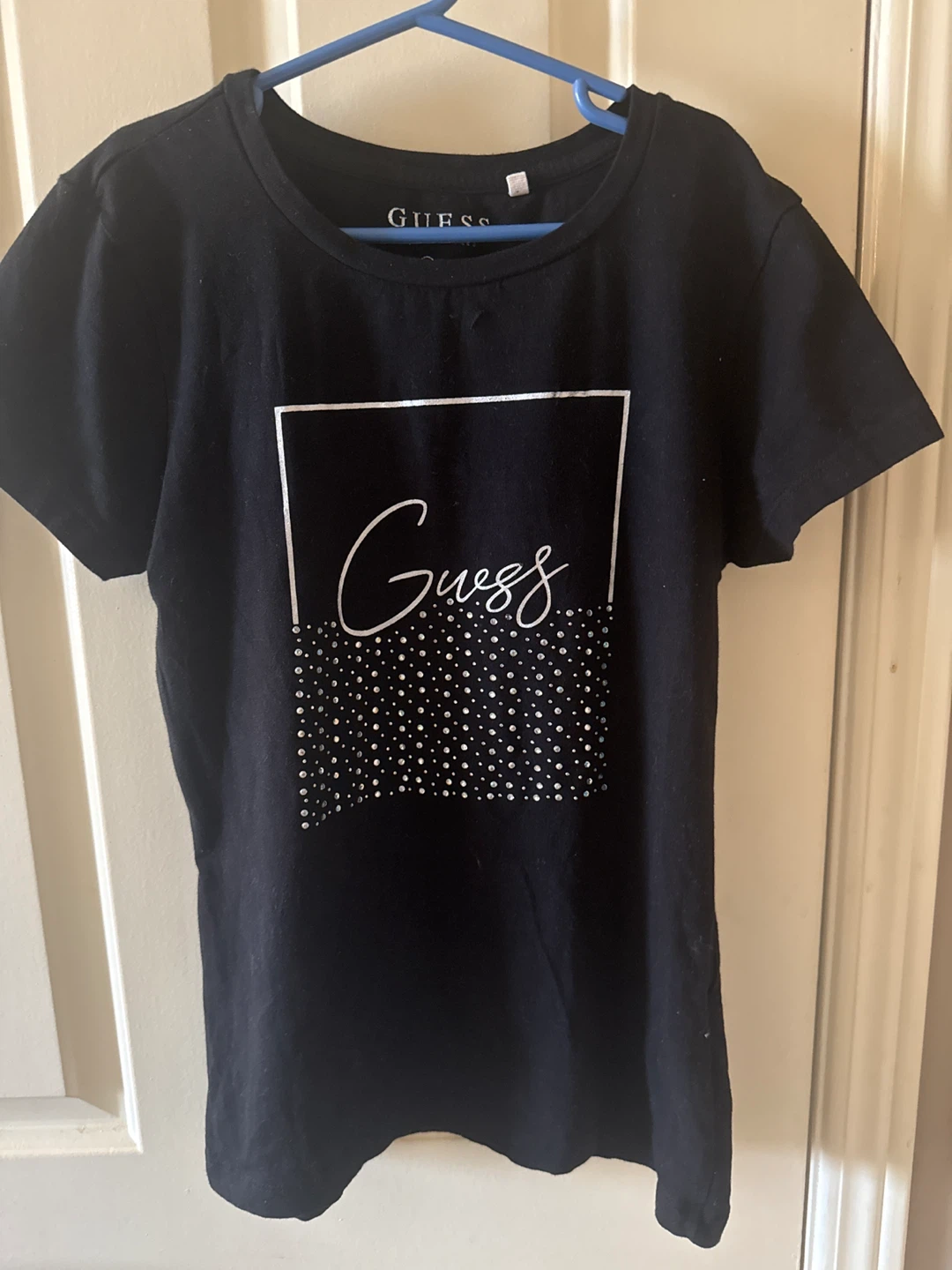 Black Guess T-Shirt with Rhinestones