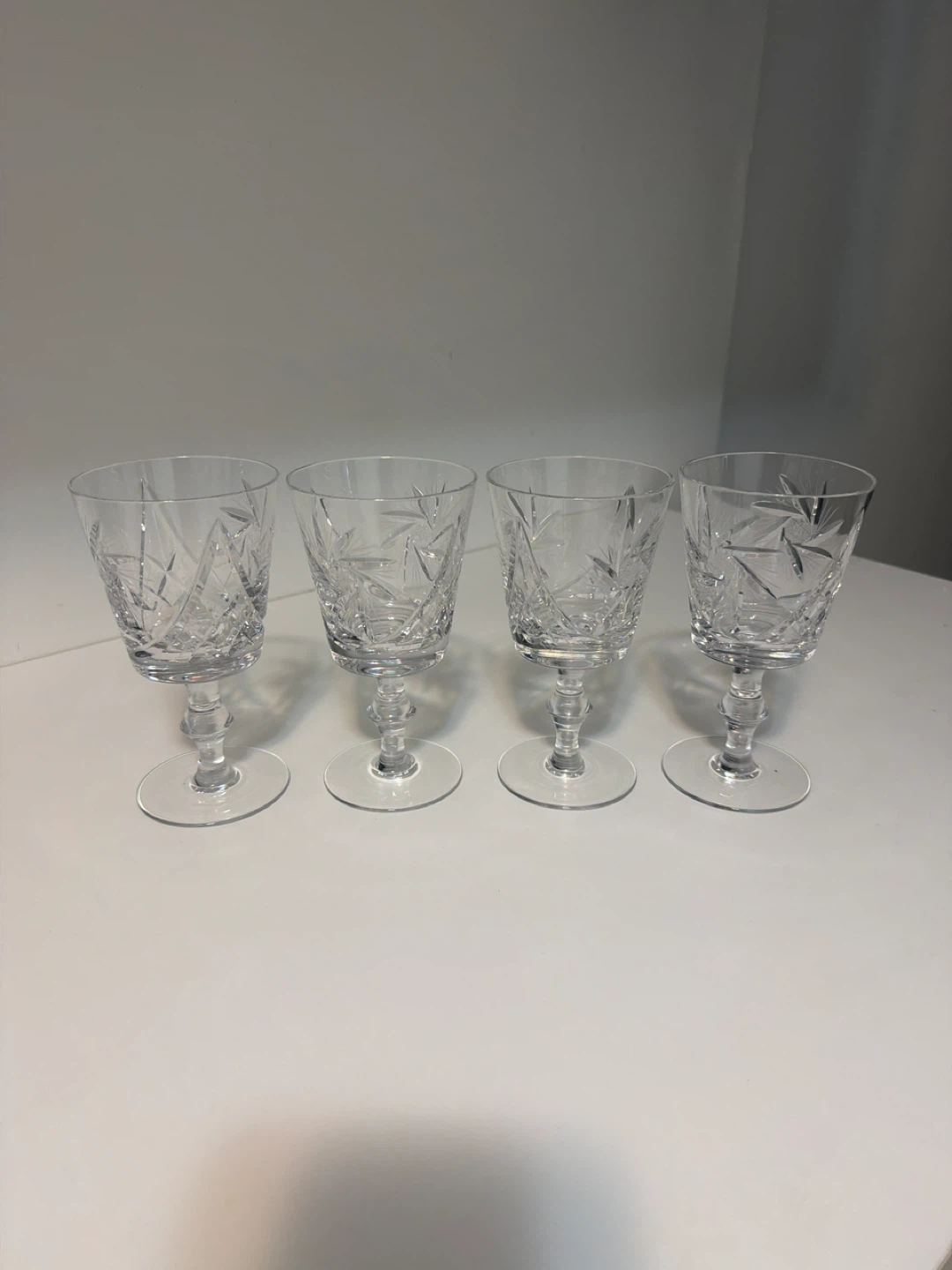 Set of 4 Vintage Pinwheel Crystal Liqueur/Sherry Glasses