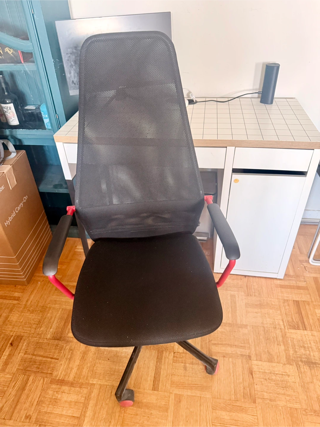 IKEA Micke White Desk with Grid Pattern and Storage Unit - photo 5