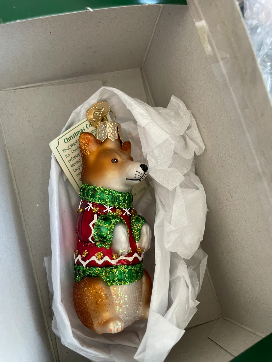 Old World Christmas Glass Corgi Ornament