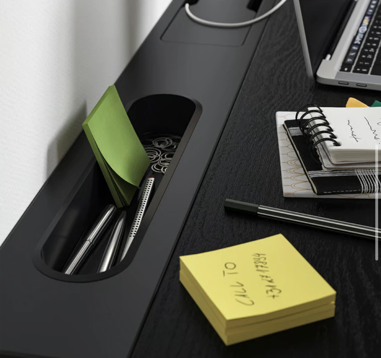 MITTZON Desk, Black Stained Ash Veneer/Black - photo 3