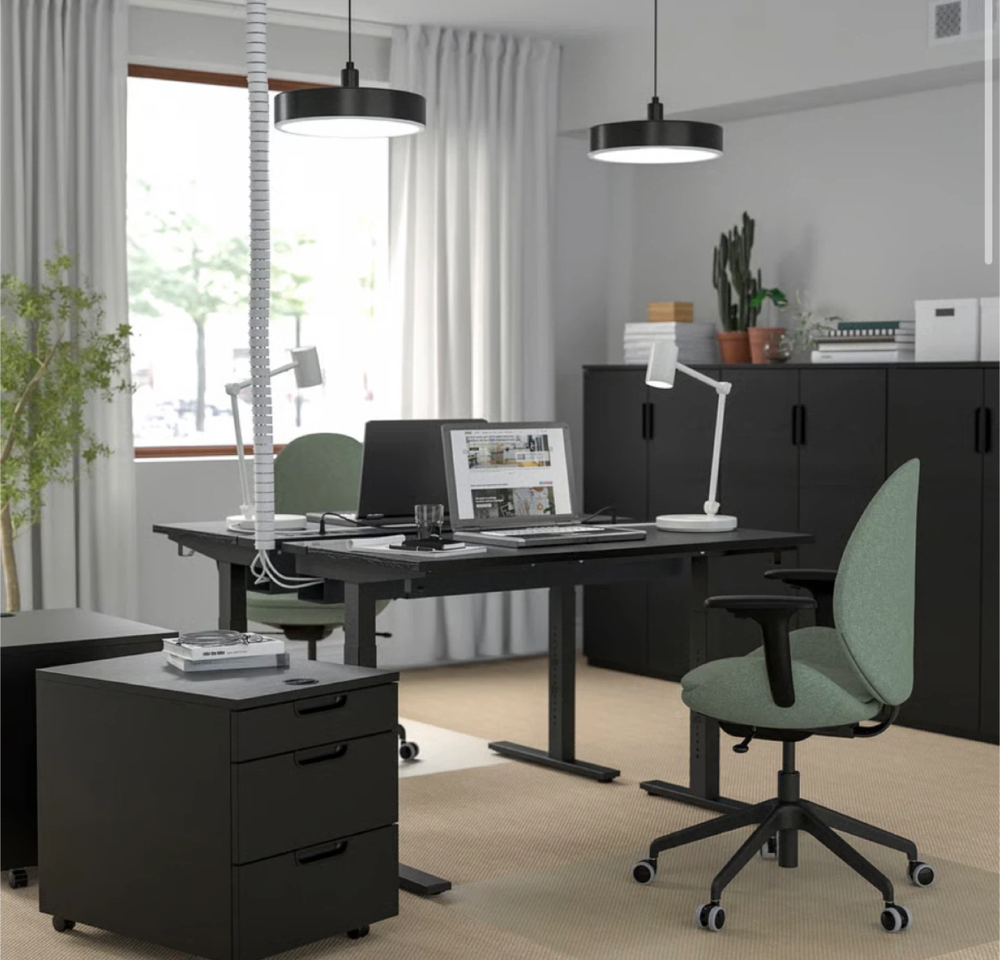 MITTZON Desk, Black Stained Ash Veneer/Black - photo 5