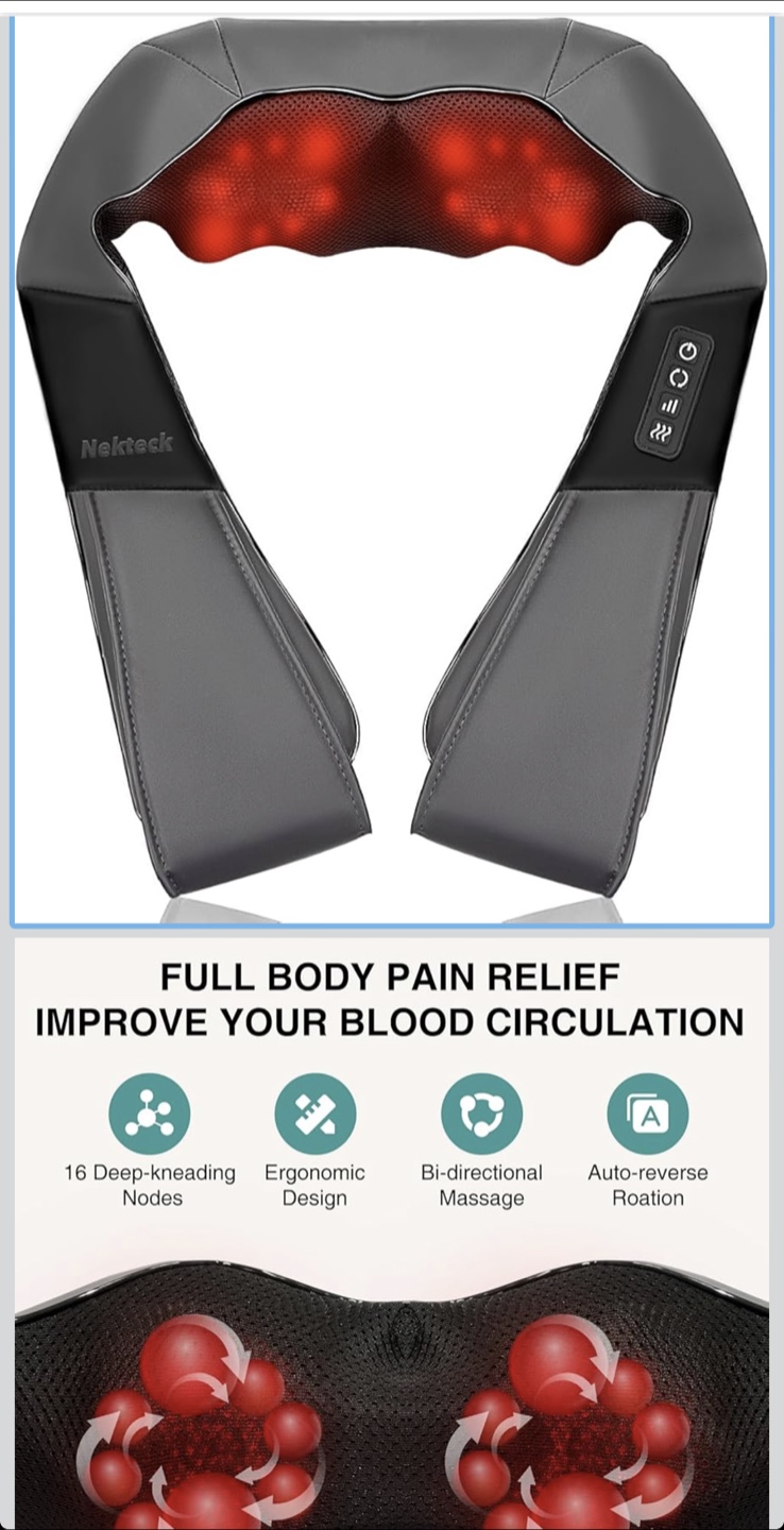 Nekteck Neck and Back Massager with Heat - photo 2