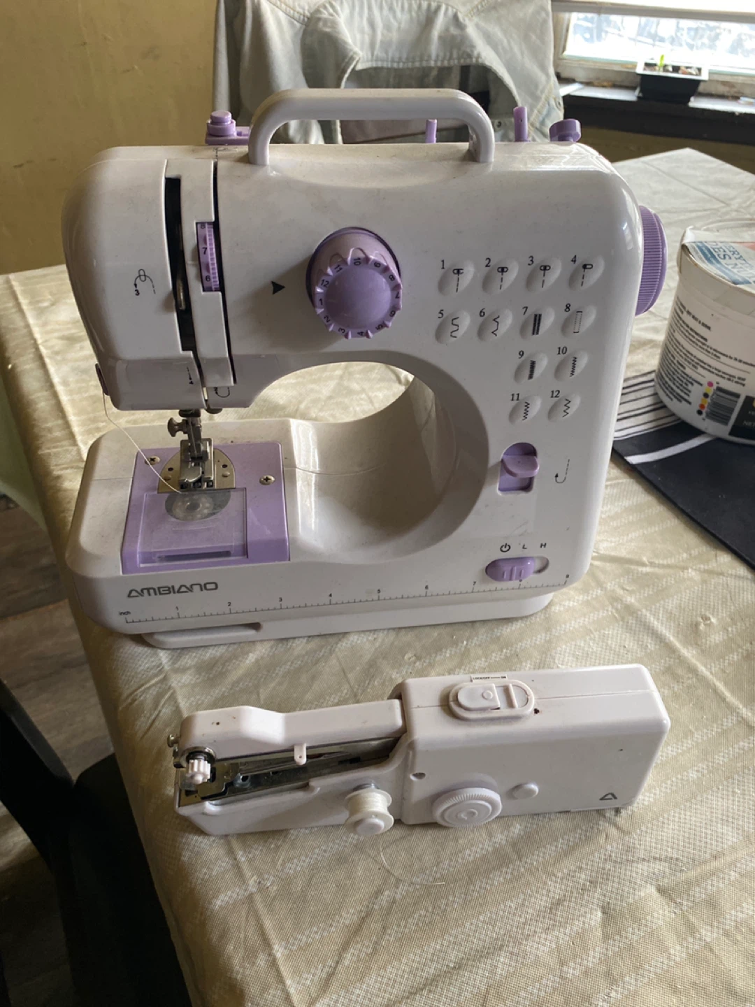 Ambiano White and Purple Portable Sewing Machine