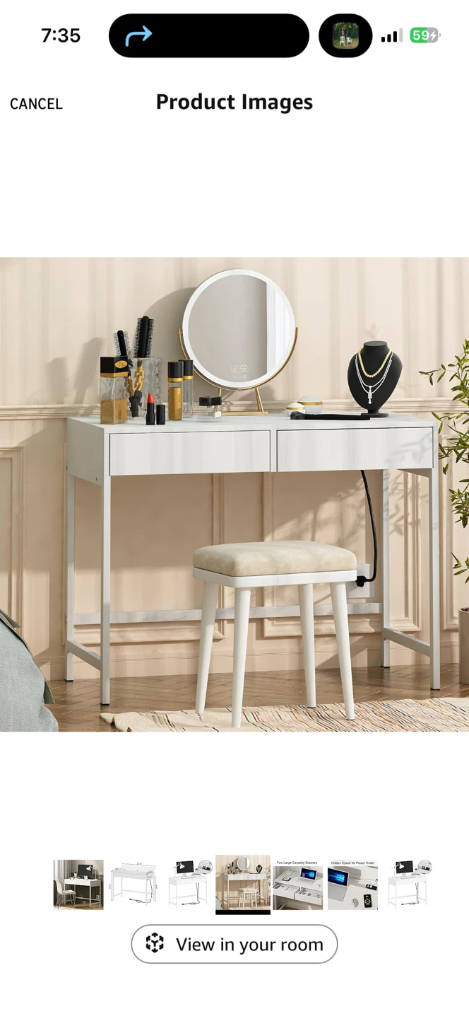 White Writing Desk with Two Large Capacity Drawers - photo 4