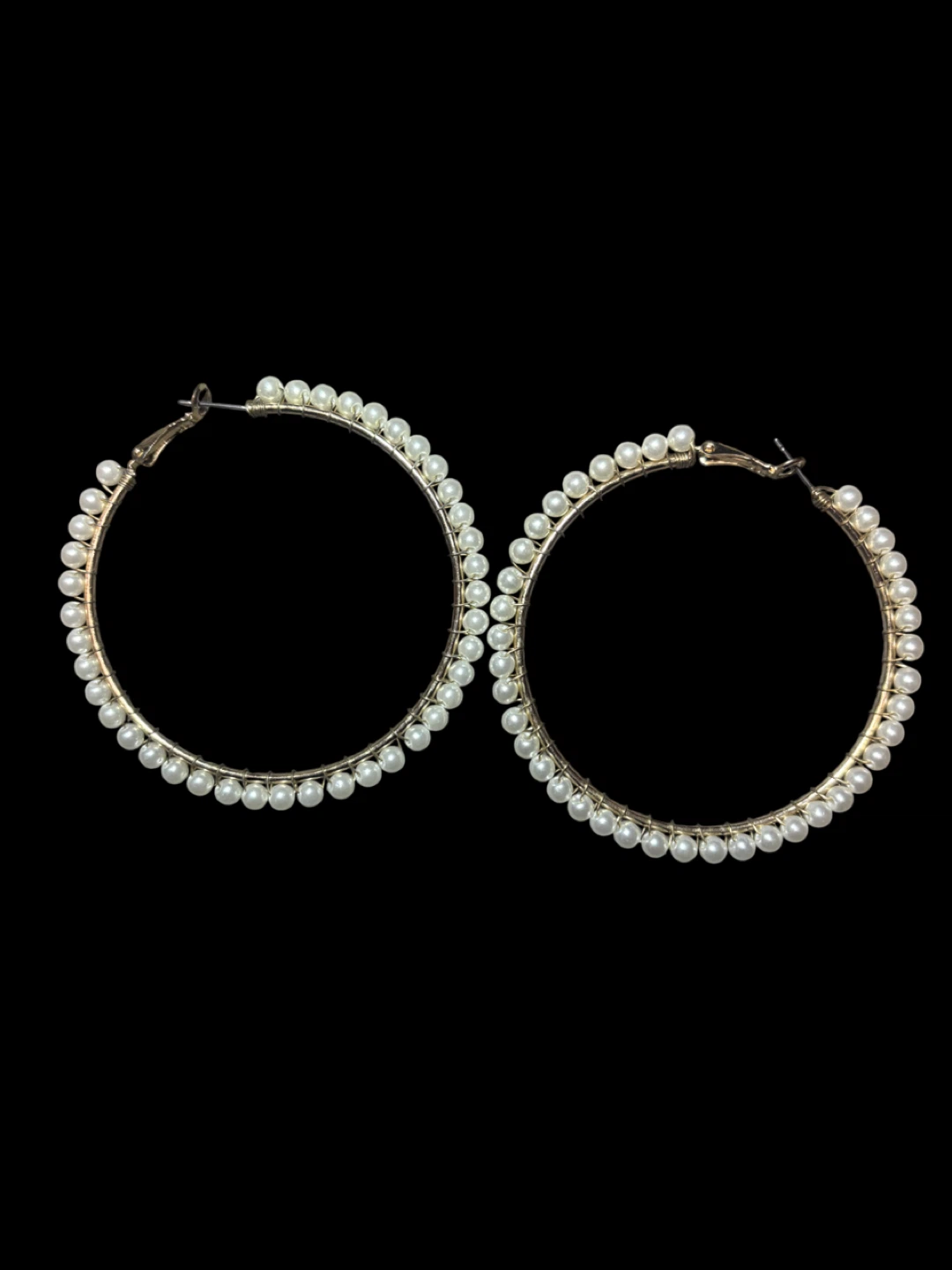 Large Hoop Earrings with Faux Pearls