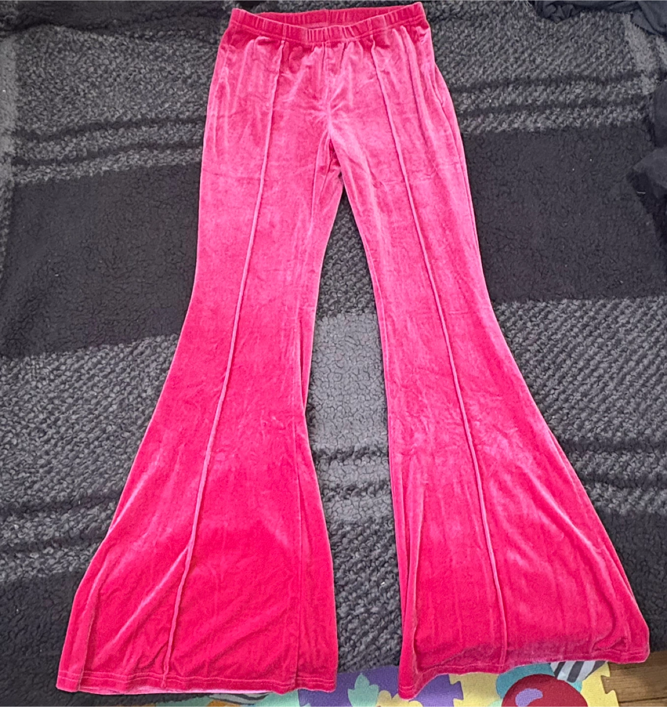 Hot Pink Velvet Bellbottoms - Medium