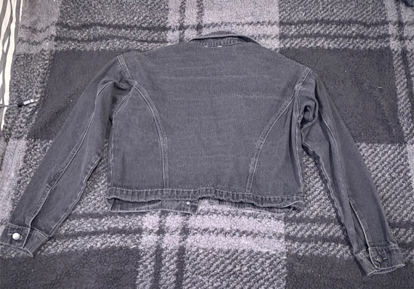Black Cropped Jean Jacket - Medium - photo 2