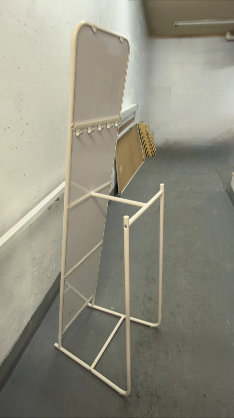 Cream Full Length Mirror with Rack - photo 2