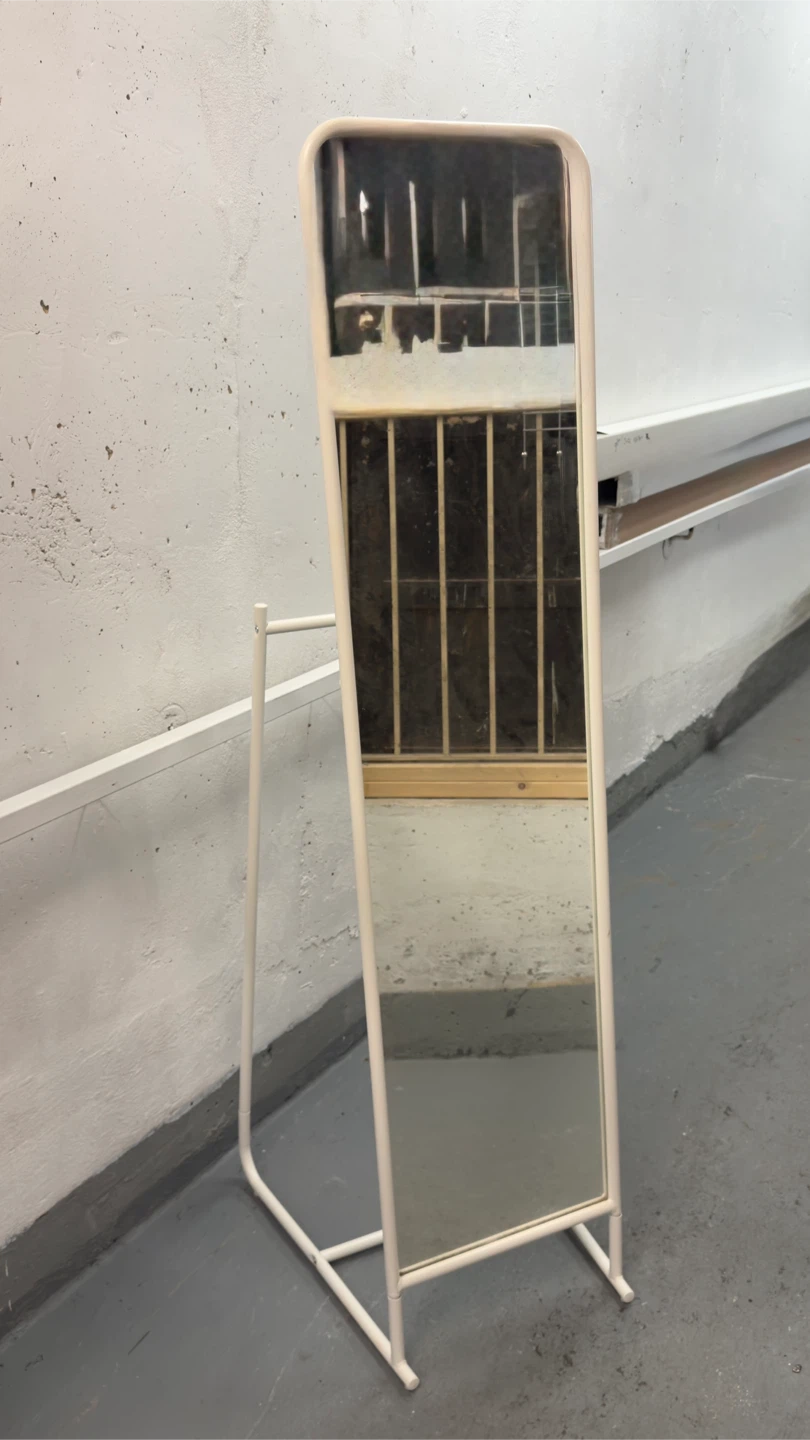 Cream Full Length Mirror with Rack