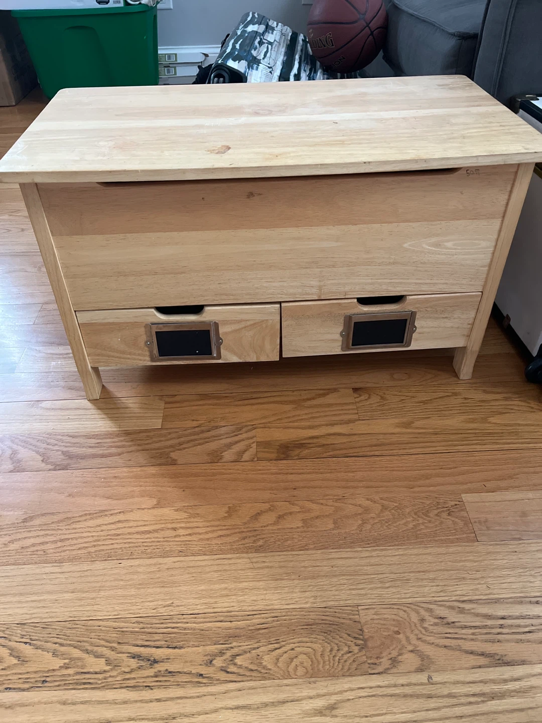 Wooden Toy Box with Lid and 2 Drawers