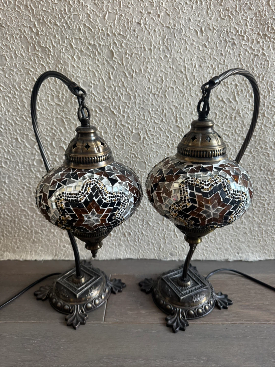 Pair Turkish Mosaic Table Lamps