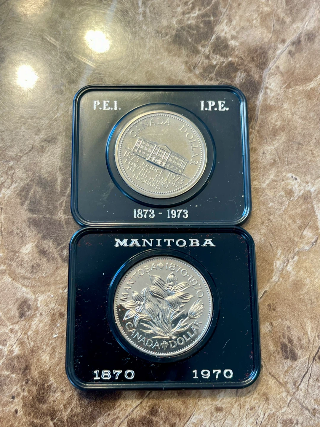 1970 Manitoba & 1973 P.E.I. Canada Dollar Coin Set