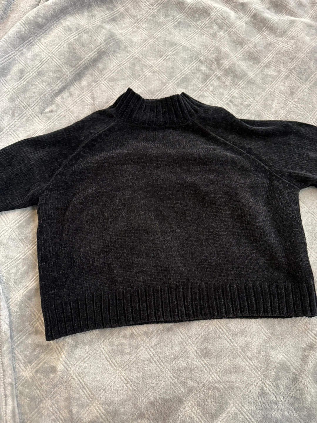 Black Mock Neck Velour Sweater - photo 2