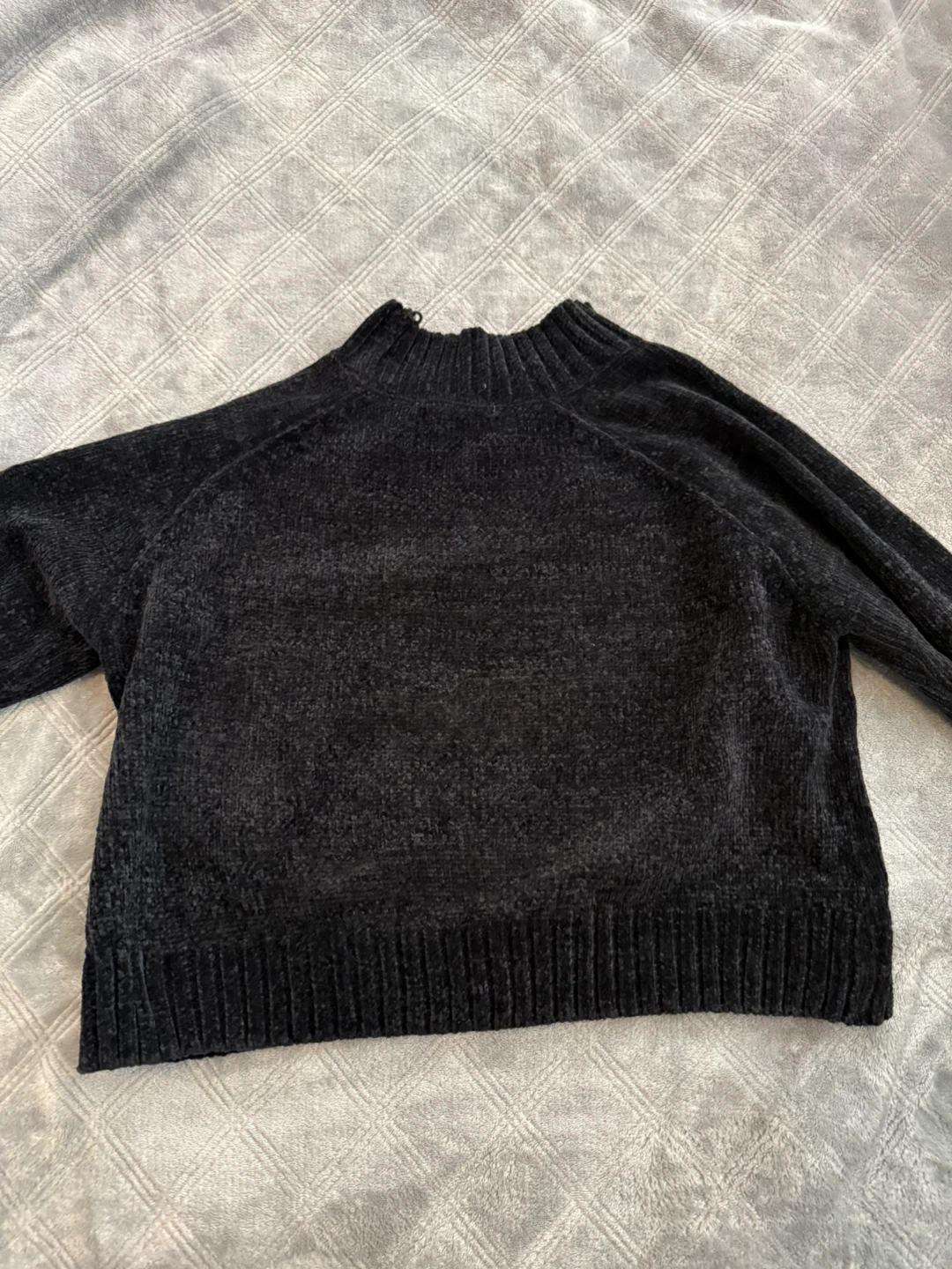 Black Mock Neck Velour Sweater - photo 3