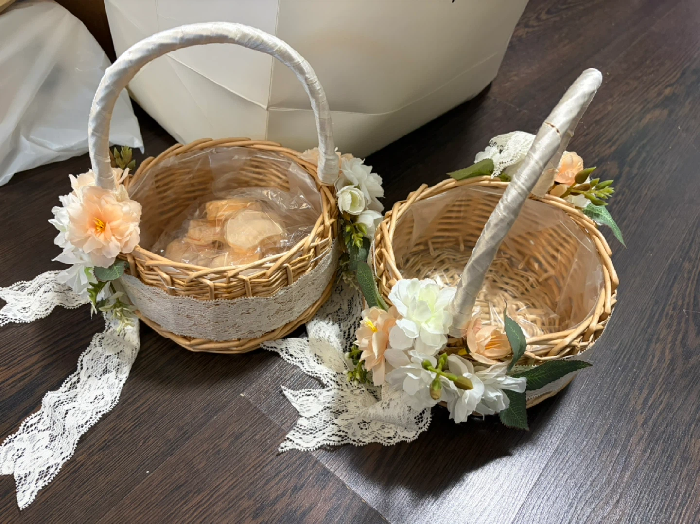 Set of 2 Flower Girl Baskets (Free: new petals!)