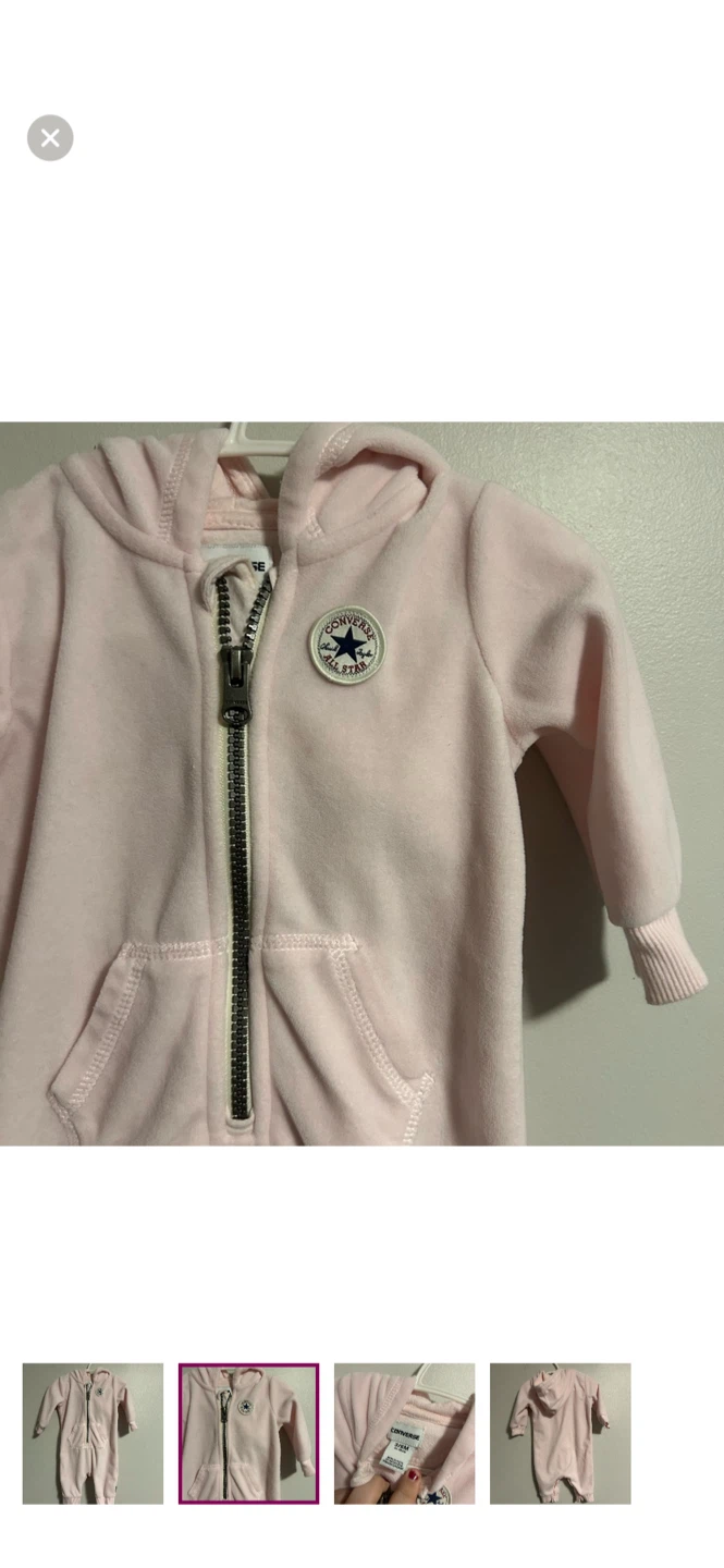 Converse Baby Pink All-in-One Bunting Suit 3/6 Months - photo 2