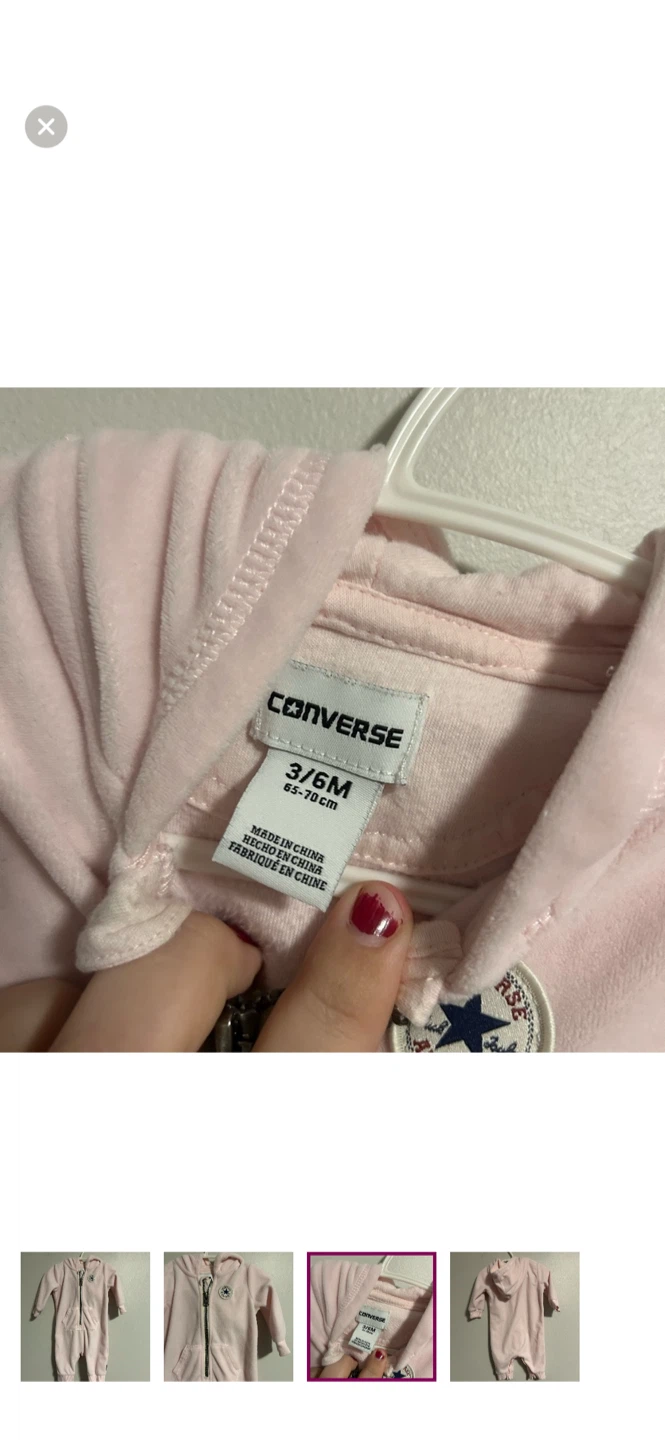 Converse Baby Pink All-in-One Bunting Suit 3/6 Months - photo 3