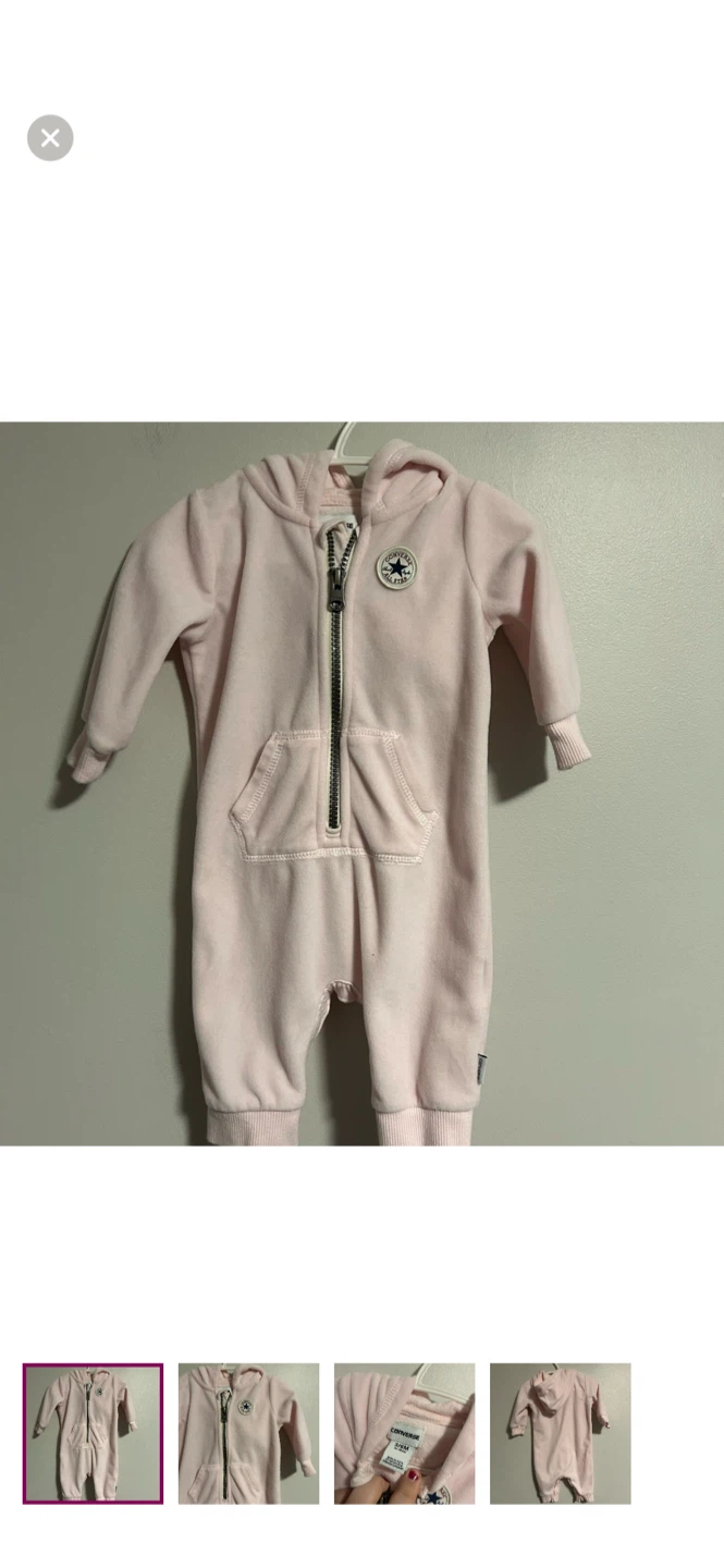 Converse Baby Pink All-in-One Bunting Suit 3/6 Months