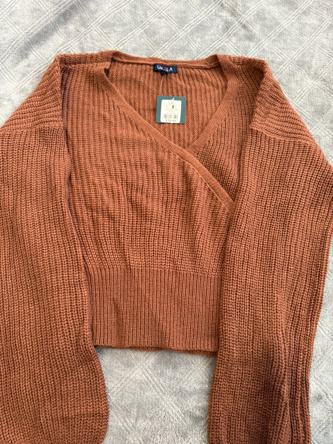 Brown Knit Wrap Sweater