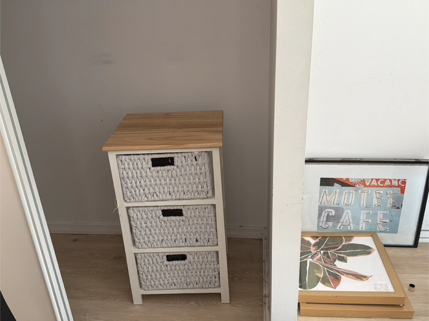 3-Drawer Storage Unit with Woven Baskets