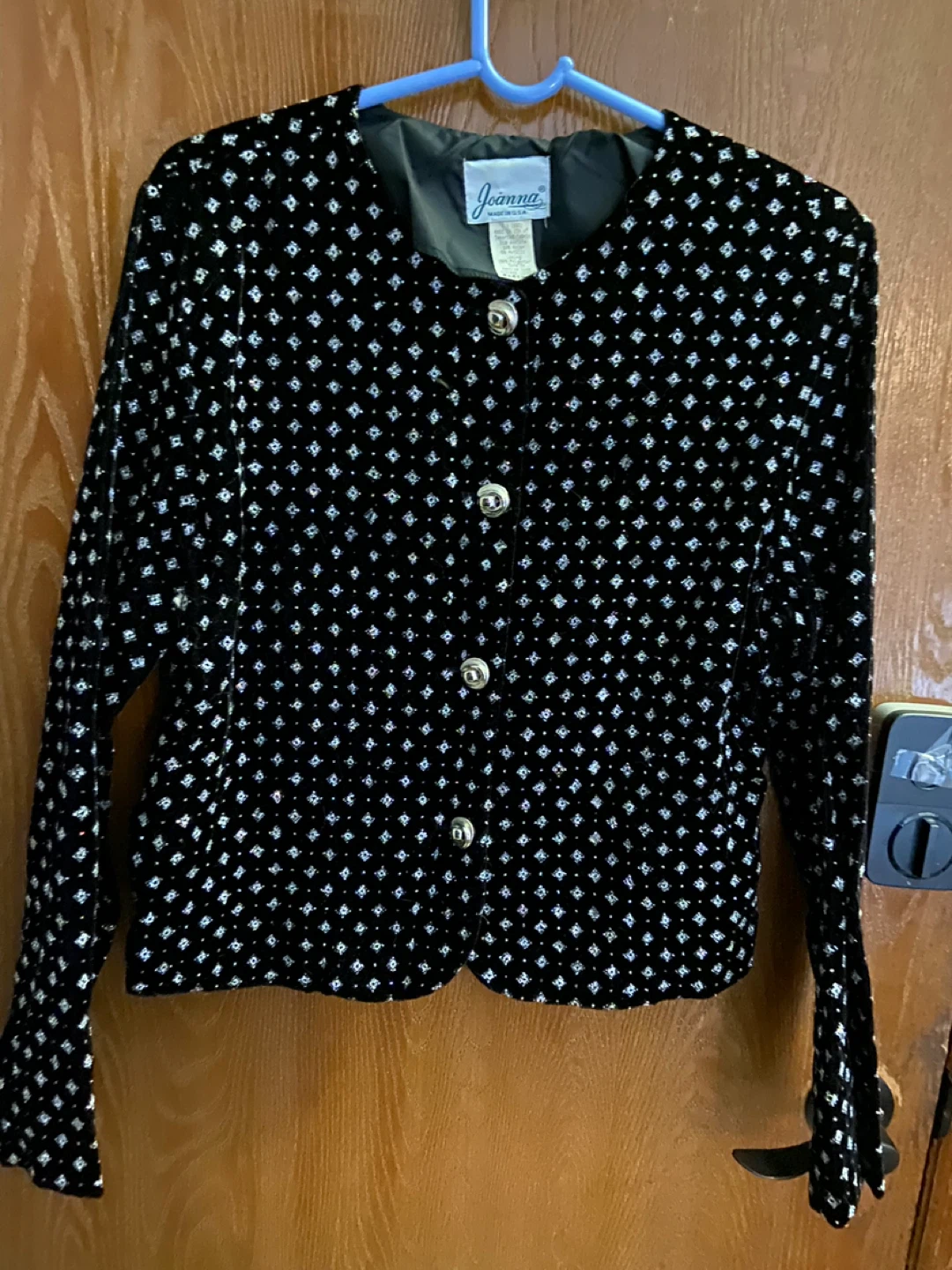 Joanna Women's Black & Silver Geometric Jacket - Medium
