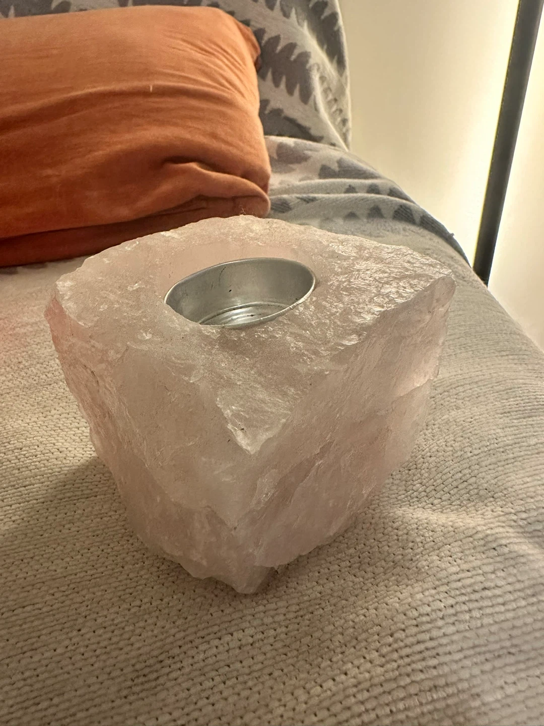 Rose Quartz Crystal Tealight Holder