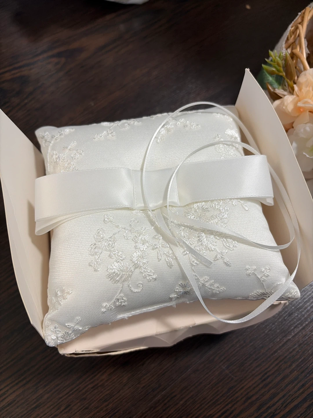 White Ring Bearer Pillow