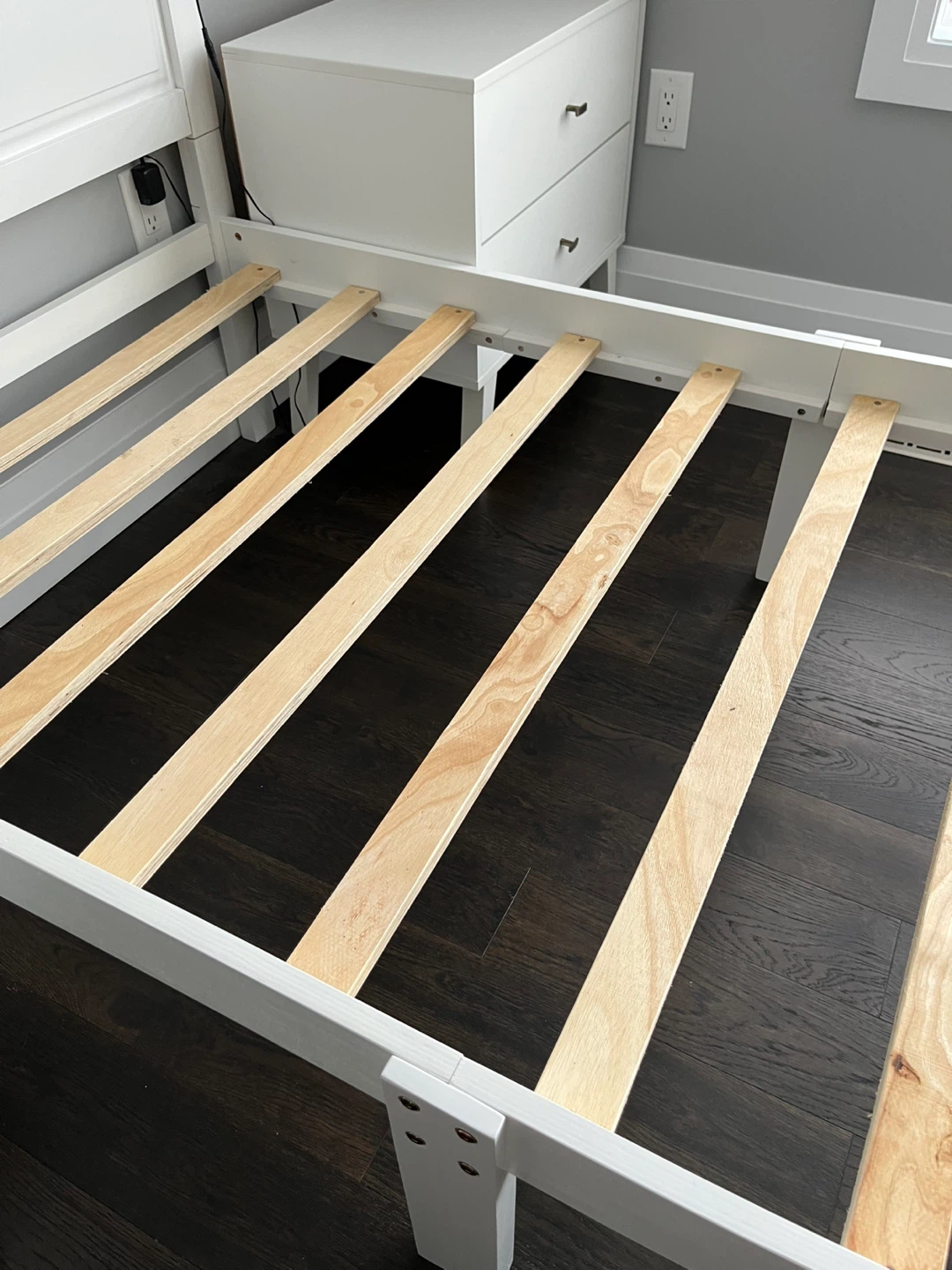 White Twin Bed Frame with Matching Nightstands - photo 3