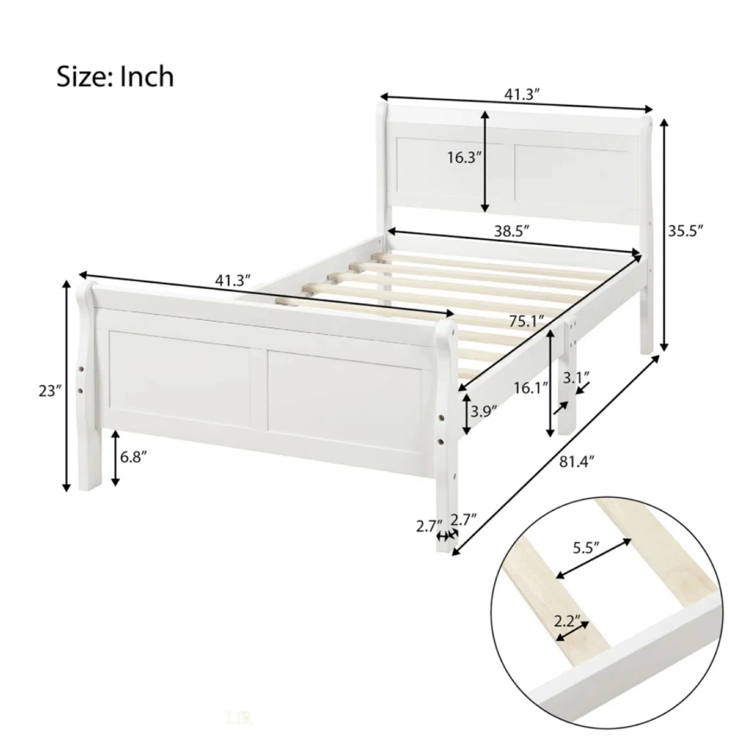 White Twin Bed Frame with Matching Nightstands - photo 4