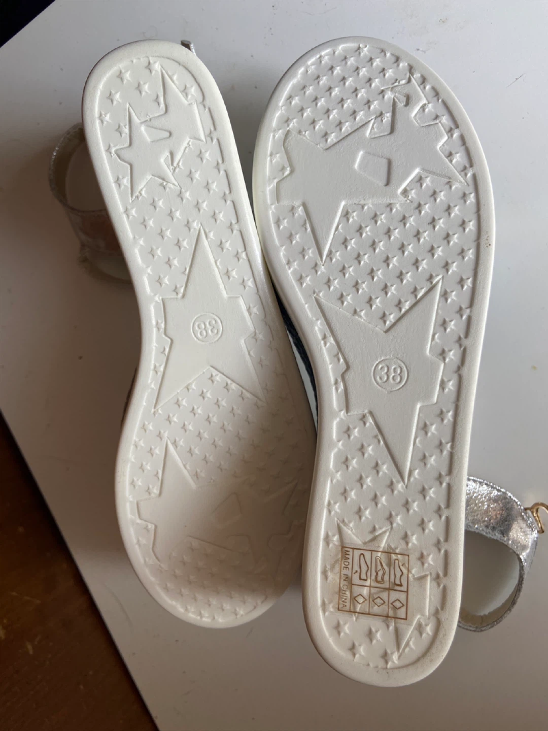 JIA AODUO Silver Wedge Sandals with Rhinestone Flowers - Size 38 - photo 3