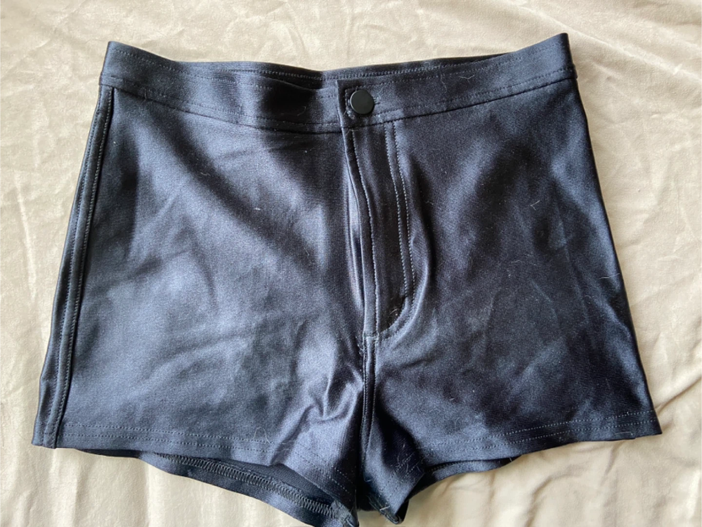 American Apparel Black Shiny Shorts - Size Medium