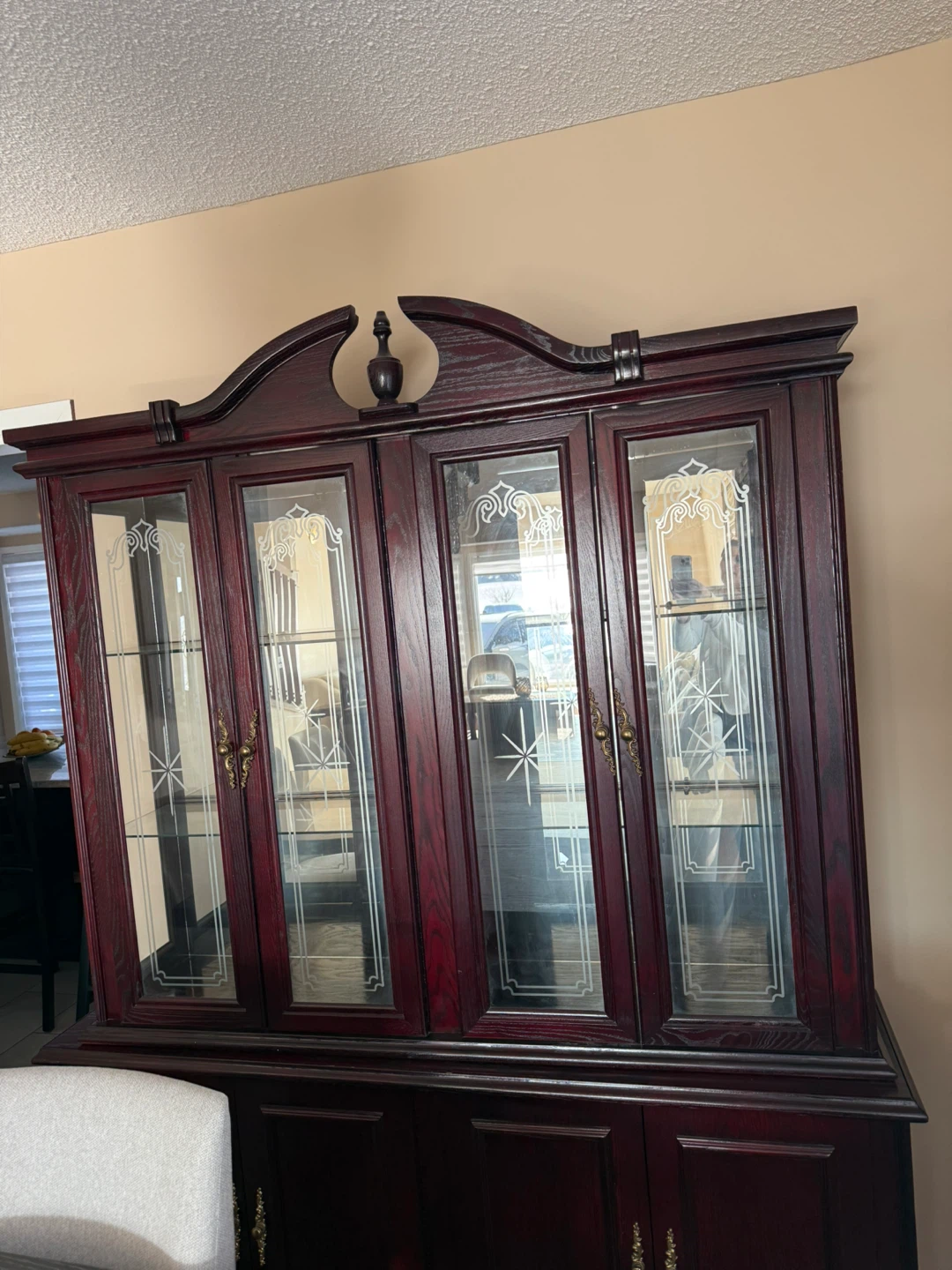 Large Dark Wood China Cabinet