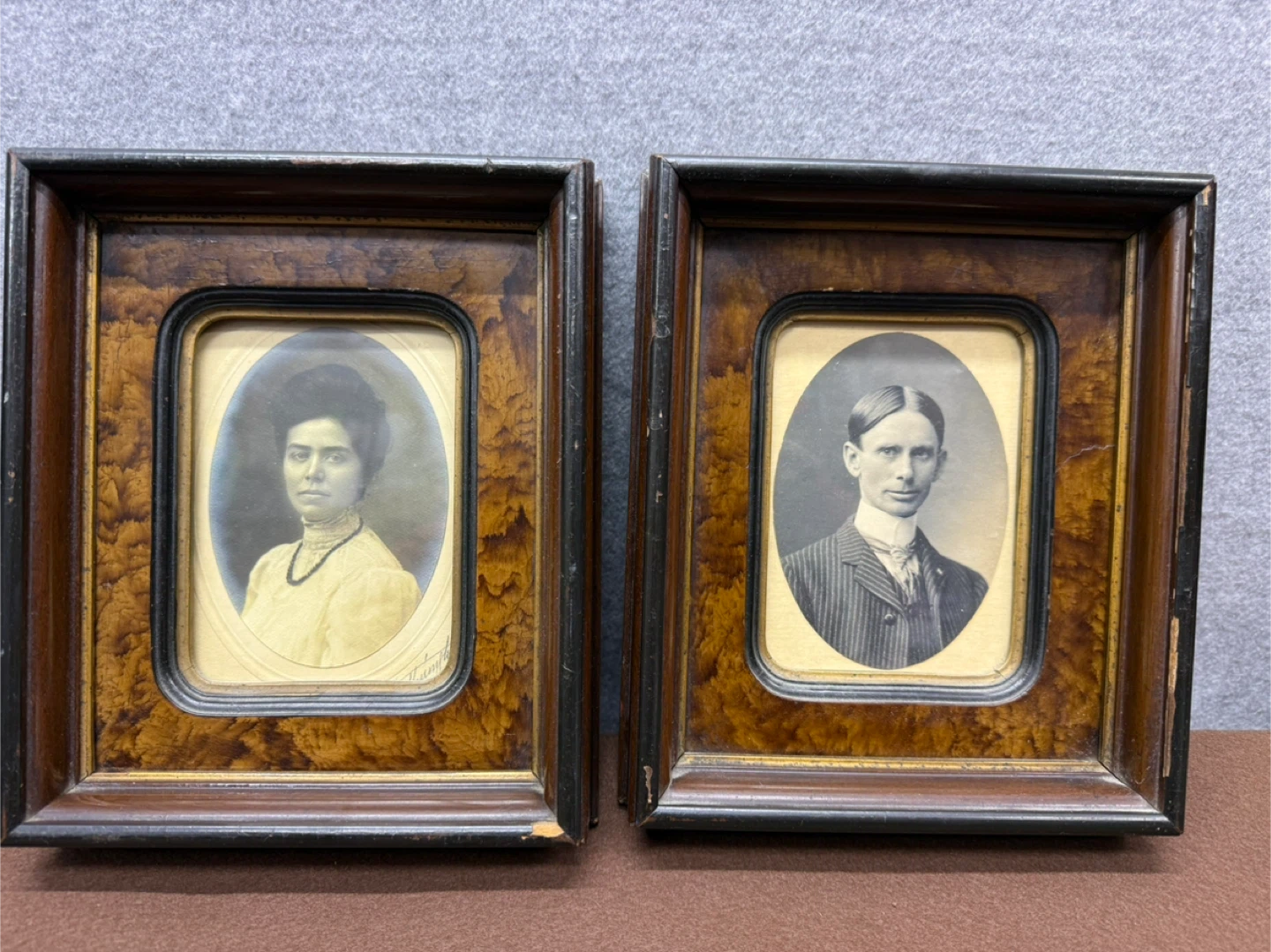 Antique Couple Portrait Photos Wood Frames - photo 2