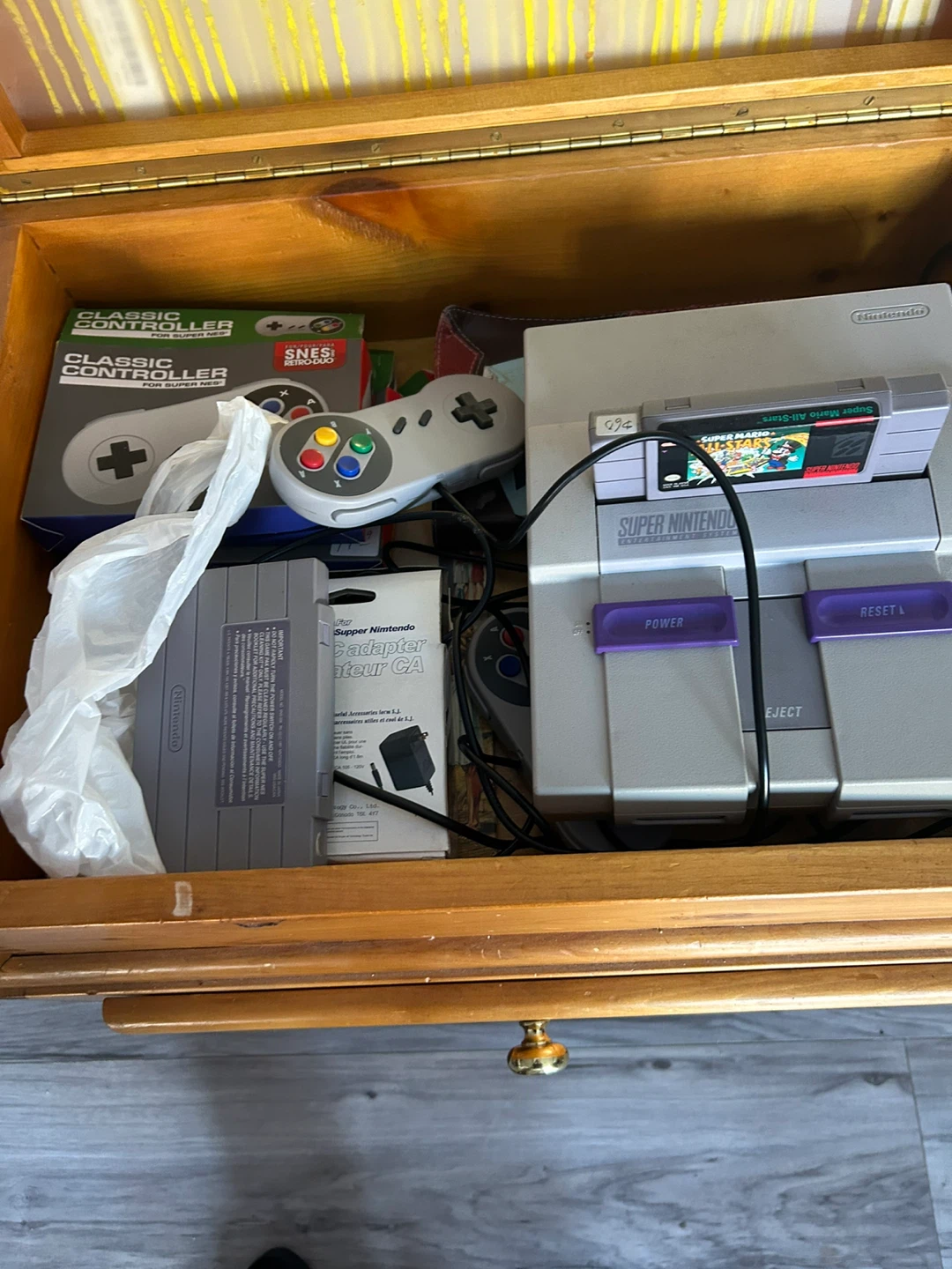 Wooden Sewing Cabinet with Super Nintendo Entertainment System