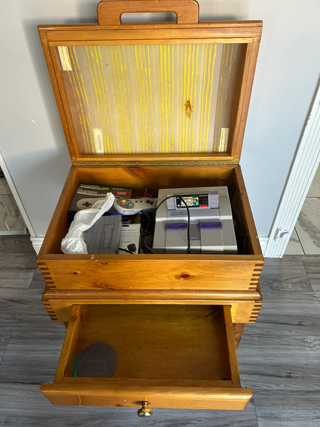 Wooden Sewing Cabinet with Super Nintendo Entertainment System - photo 3